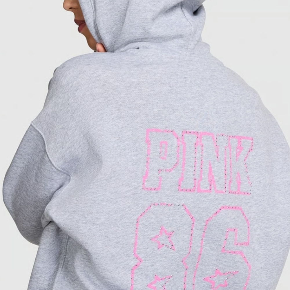 PINK Victoria's Secret Gray and Pink Hoodie